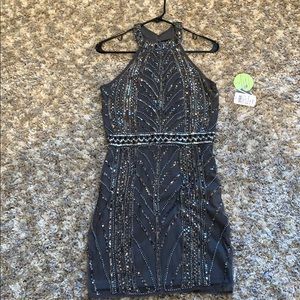 Elegant/formal halter sequined mini dress